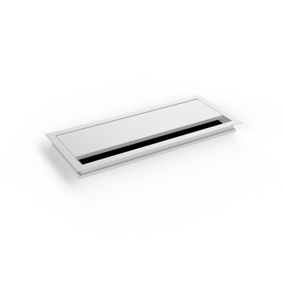 Kabeldurchlass mit Klappdeckel – schwarze Bürstendichtung – Aluminium elox